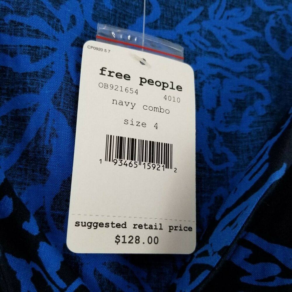 Free People Size 4 "A Thing called Love Mini Dress" in Navy Blue Combo NWT $128 - Picture 5 of 7